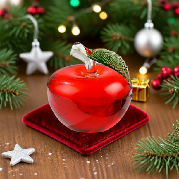 Adorno de manzana de cristal de cristal de Navidad | Rojo, azul, verde, rosa, morado, transparente, amarillo | Figurita decorativa artesanal de 5x5cm • Regalo festivo para hogar y oficina |