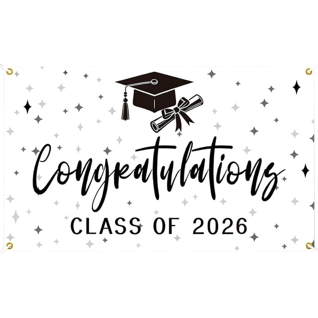 kjfeif 2026 Graduation Decorations, Congratulations Class of 2026 Photo Backdrop, High School or College Classroom Wall Decor for Grad Party, Photo Booth Background