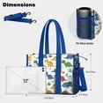 thumbnail image 5 of Teacher Tote Bag,Colorful Dinosaur and Leaf Pattern Teacher Utility Tote Bag,Large Work Tote Bags for Women with Multiple Pockets,Top Zipper Closure,13.8x10.6x6.7 Inch, 5 of 5