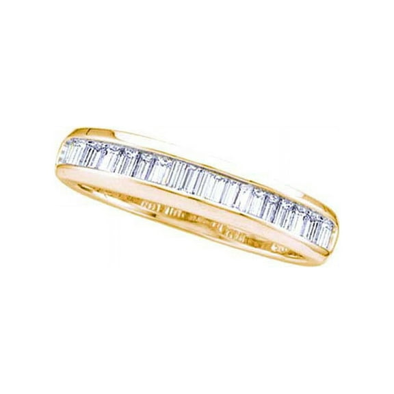 14kt Yellow Gold Womens Baguette Diamond Wedding Anniversary Band Ring 1/6 Cttw