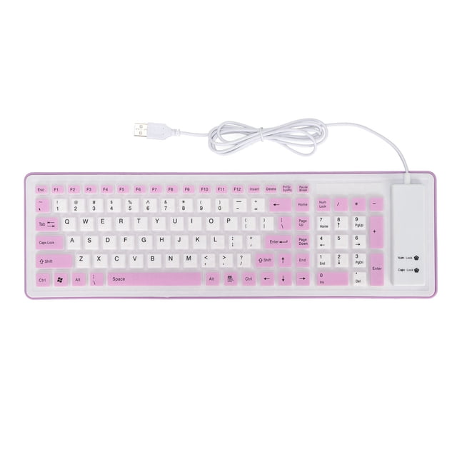 Foldable Silicone Keyboard 103 Keys Keyboard USB Wired Washable Keyboard with Mute Typing for PC Laptop Travel Office