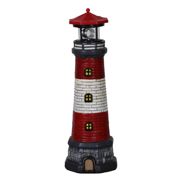 Estatuilla de faro con luz solar decoración exterior impermeable 360 Blusa roja