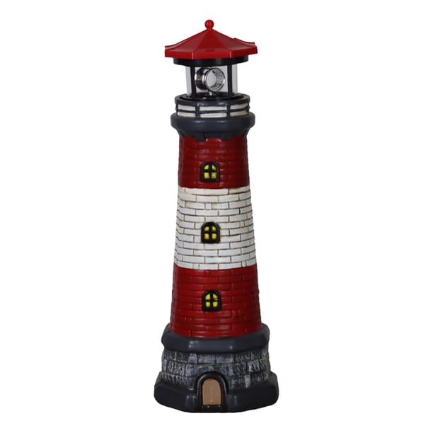 Figura de faro con luz solar, resistente al agua y con baliza giratoria Blusa roja