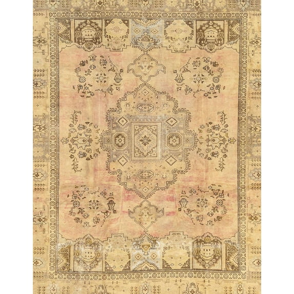 Ahgly Company Machine Washable Indoor Rectangle Abstract Chrome Gold Yellow Area Rugs, 3' x 5'