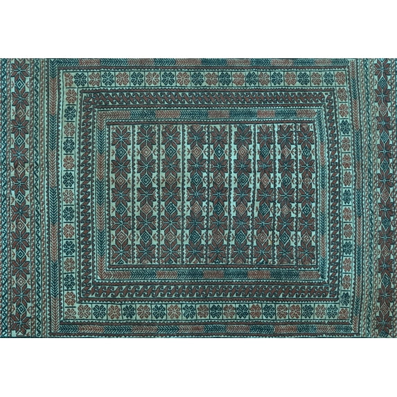 Ahgly Company Indoor Rectangle Southwestern Light Blue Country Area Rugs, 2' x 4'