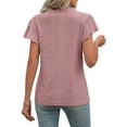 thumbnail image 2 of Gustave Ruffle Short Sleeve Tops for Women Eyelet Embroidery T Shirts Summer Casual Dressy Hollow V Neck Blouses "Pink, S", 2 of 7