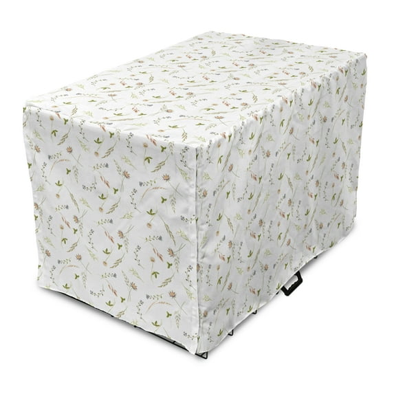 Vintage Botany Dog Crate Cover, Versicolored Wild Meadow Flowers Print on Plain Background, Easy to Use Pet Kennel Cover Small Dogs Puppies Kittens, 7 Sizes, Sand Brown and Pale Rust, by Ambesonne