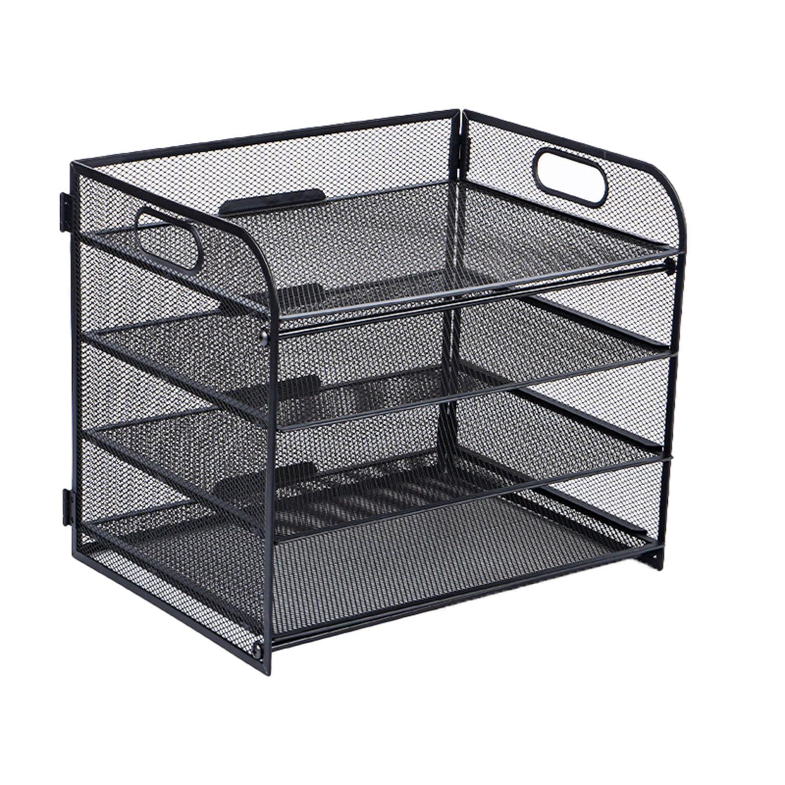 Office Desk Organizers and Accessories, 4-Tiered Paper Letter Tray Organizers with Sliding Drawer and 2 Pen Holder
