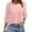Pink-Shirts, variant on Jsaierl Women's 3/4 Sleeve Tops Summer Button Up Round Neck Shirts Dressy Solid Petite Hollow Out Blouses Soft Loose Fit Tunic Top S-2XL