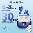 thumbnail image 4 of Wireless Bluetooth Noise Cancelling Earbuds with Deep Bass Stereo, 38H Playtime, LED Display, Waterproof in Ear Buds Earphone with Mic for iPhone Android Sports Workout, Blue, 4 of 6