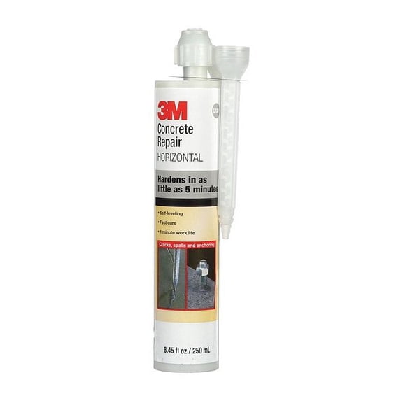 3m Concrete Repair, Self-leveling, 600, Gray, 8.4 Oz. Cartridge/2 Mix Nozzles