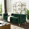 thumbnail image 2 of Posh Living Levi Tufted Velvet 3-Seat Sofa with Nailhead Trim in Hunter Green, 2 of 8