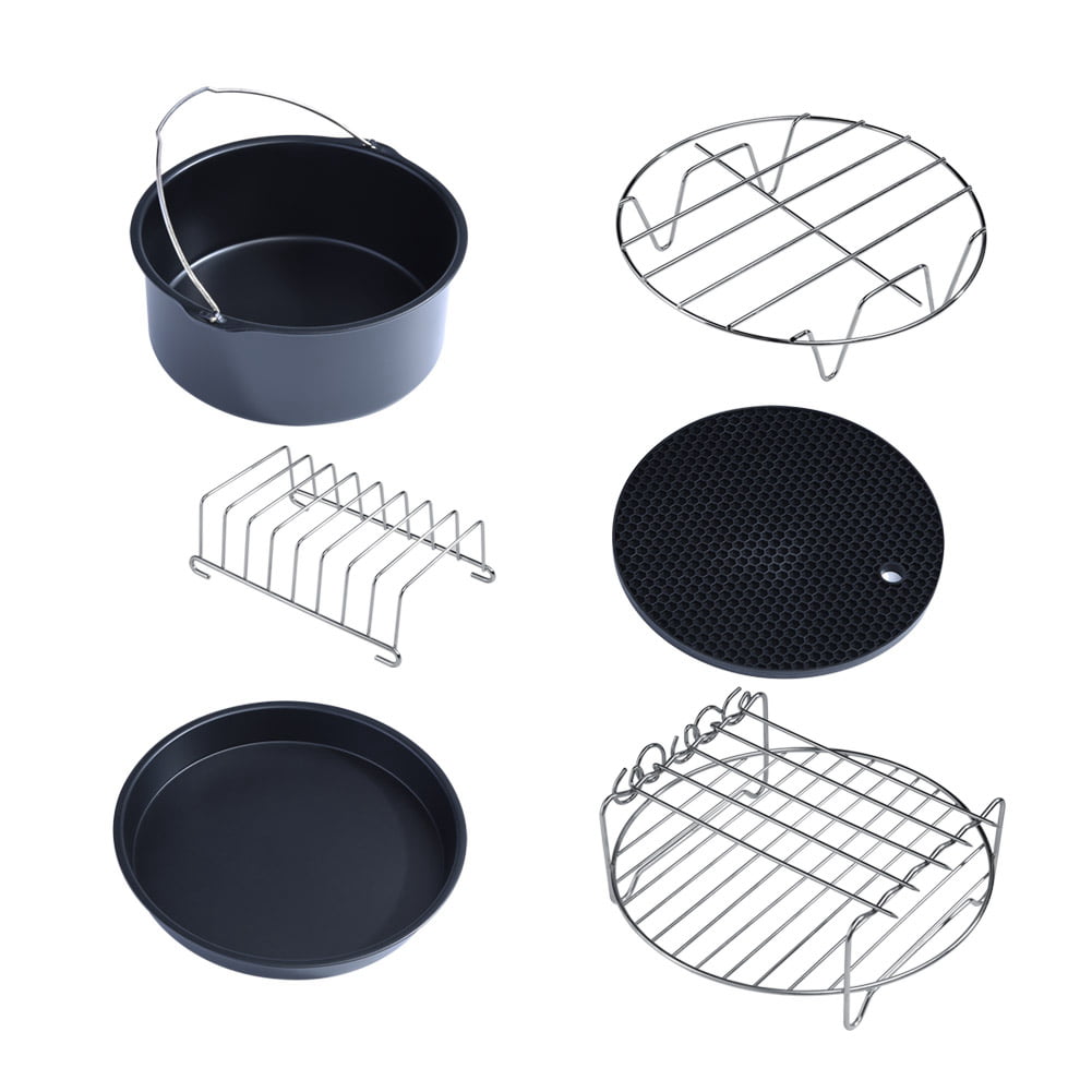 6 in 1 Multifunctional Air Fryer Accessories Set Kit Parts Metal Holder Skewer Rack Cake Barrel for Home Air Fryer Accessories Kit 