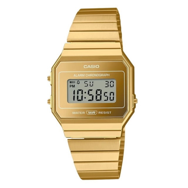 Casio Reloj Unisex Vintage Digital Dorado de Acero Inoxidable de Cuarzo A700WEVG-9A