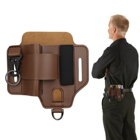 Fmxomd Leather Multitool Sheath EDC Belt Organizer for Work and Daily Use EDC Pocket Organizer for Flashlight and Multitool Gifts for Men Leather Sheath for Multitool