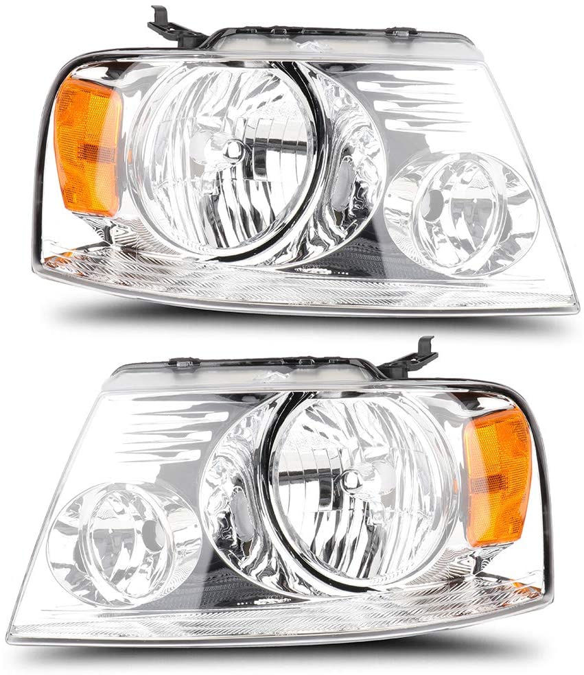 ECCPP Headlight Assembly For Ford F-150 2004-2008,For Lincoln Mark LT  2006-2008 Headlamps Chrome Housing Amber Reflector Clear Lens -  www.gongdisseny.com
