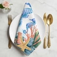 thumbnail image 2 of Seahorse Coastal Cloth Napkins, Summer Nautical Starfish Coral Ocean Washable and Reusable Dinner Napkins Set of 8, Table Napkin for Kitchen Party Birthday Wedding Hotel Housewarming 20"x20", 2 of 9