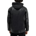 thumbnail image 2 of X RAY Jeans Mens Grainy PU Leather Hooded Jacket with Faux Shearling Lining, Black, S, 2 of 8