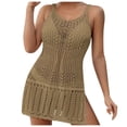 thumbnail image 2 of Brilliant Beach Cover up Womens Bathing Suit Crochet Cover Ups Bikini Swimsuit Loose Sling Coverup Dress Sexy Sleeveless Tank Hollow Out(Brown,One size), 2 of 5