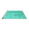 thumbnail image 2 of Ahgly Company Machine Washable Indoor Square Abstract Turquoise Blue Contemporary Area Rugs, 4' Square, 2 of 4