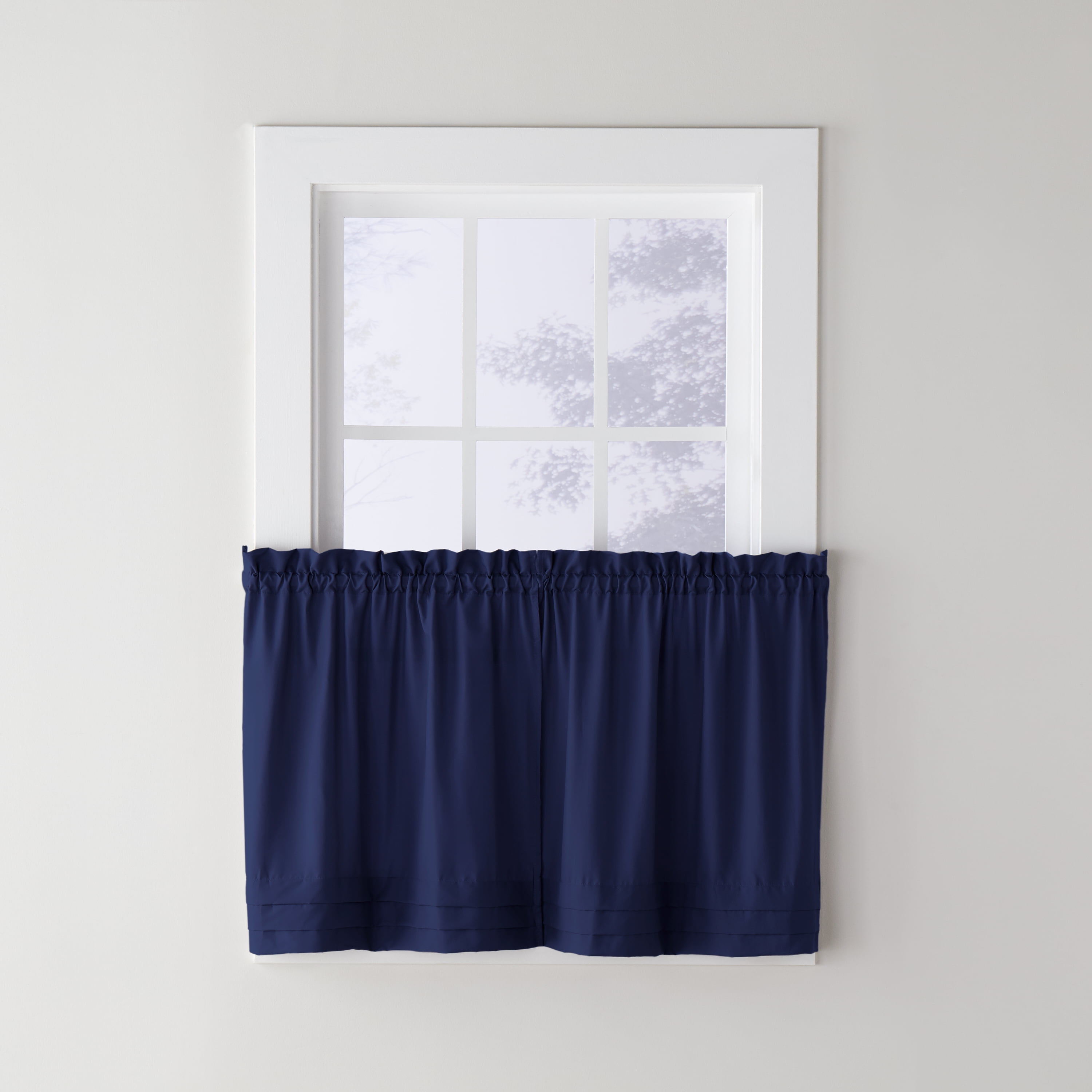 Holden Navy 36' kitchen curtain tier