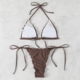 thumbnail image 3 of Women's String Triangle Bikini Two Piece Bikini Sets for Women Swimsuit Halter Top Bathing Suit (Brown,M), 3 of 6