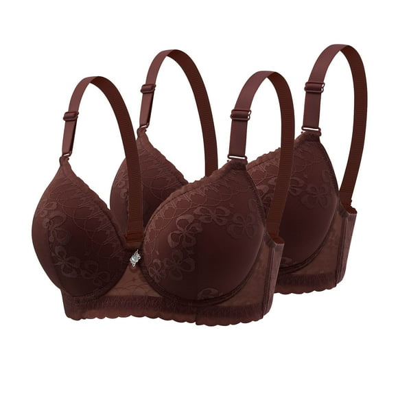 hotojiny 2 Pc Womens Wireless Bras Comfortable Lace Supportive Tshirt Bra No Underwire Seamless Push up Everyday Adjustable Bralettes