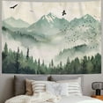 thumbnail image 2 of Chilfamy Mountain Forest Tapestry, Misty Foggy Sage Green Tree Landscape Watercolor Art Wall Tapestries, Nature Scenery Tapestry for Bedroom Living Room Backdrop Painting, 2 of 6