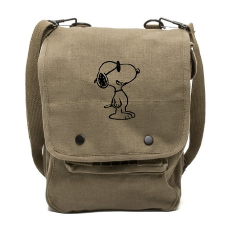 Happy Snoopy Canvas Crossbody Travel Map Bag Case