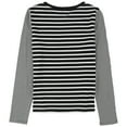 thumbnail image 2 of Rebecca Taylor Womens Striped Basic T-Shirt, Black, Large, 2 of 2