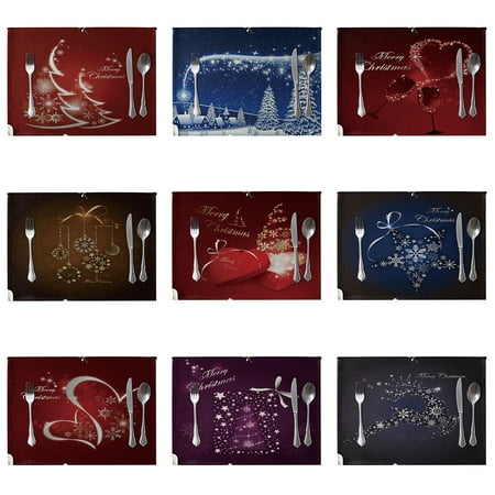 

Christmas Pattern Linen Heat Insulation Mat Placemat Kitchen Dining Table Decor