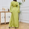 thumbnail image 4 of Wancir Womens Muslim Abaya Dress One-Piece V Neck Dress Islamic Full Length Kaftan Daily Casual Dress, 4 of 6
