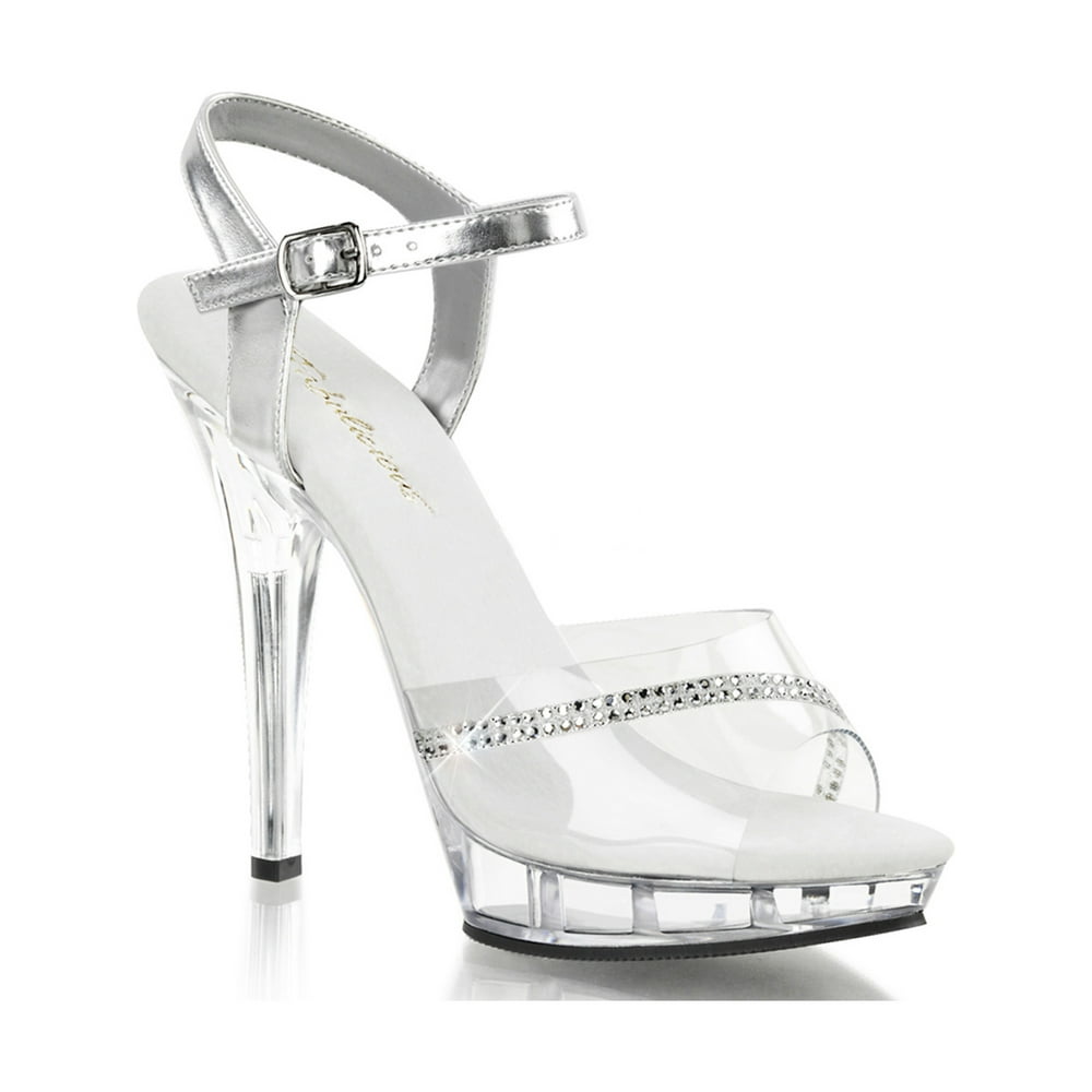 Fabulicious Womens Clear Pageant Shoes with Rhinestone Detail and 5