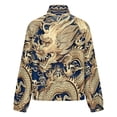 thumbnail image 6 of Jackets for Women Winter Coat Jackets Flannel Stand Collar Jacket(Golden Dragon on Blue Background,Size:S-4XL), 6 of 7