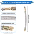 thumbnail image 3 of 1 juego de extensión de válvula de llanta de cobre de 45 grados con extensor de vástago de válvula de llanta de acero inoxidable duradero de 180 mm para automóvil, motocicleta, RV, camión, bicicleta, 3 of 6