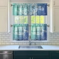 thumbnail image 3 of Kitchen Curtains 24 Inch Short - 3 Panel Set, Hawaiian Sea Turtle Ocean Design, Tropical Underwater Marine Life Print, Rod Pocket Window Curtain, Easy Wash, 3 of 6