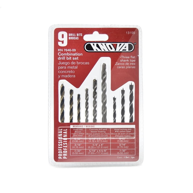 Jgo c/9 brocas para metal concreto y madera - Knova knova KN 7646-09