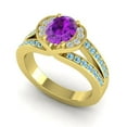 thumbnail image 2 of Diamond-Capitals 2.35 Carat Oval Cut Amethyst & Aquamarine Gemstone Luxurious Wedding Ring for her Solid 18K Yellow Gold Size 9.5, 2 of 8