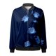 thumbnail image 3 of Gibobby Cápsula de béisbol Chaquetas diarias informales para mujer, chaqueta informal ligera con cremallera, abrigo con estampado Floral, cuello levantado, prendas de vestir deportivas (Azul, XL), 3 of 4