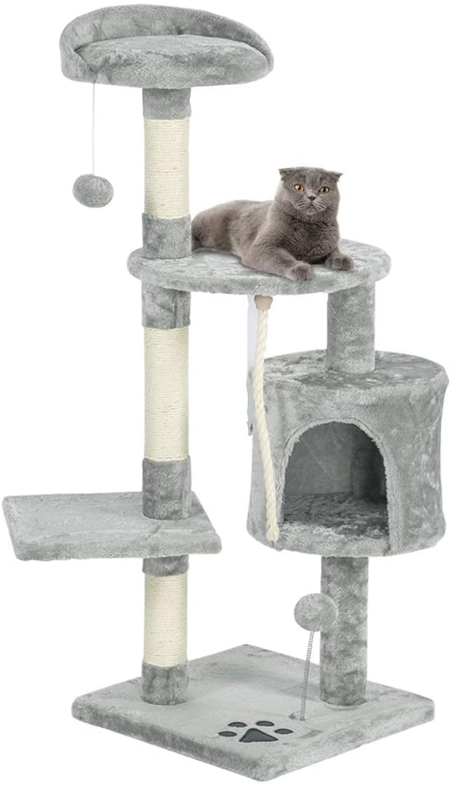 Erommy Cat Tree Condo with Scratching Posts Perches, Cat Basket Lounger