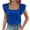 Blue, variant on Staron Women Ruffle Square Neck Short Sleeve Solid Casual Trendy Boho Vacation Beach Crop Tops Blouse, Light Blue S