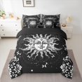 thumbnail image 2 of Homewish Bohemian Sun Moon Bedding Comforter Set 7pcs, Mystic Black White Astrology Galaxy Queen Bedding Sets, Damask Floral Reversible Queen Sheet Sets, Breathable Home Decor, 2 of 7