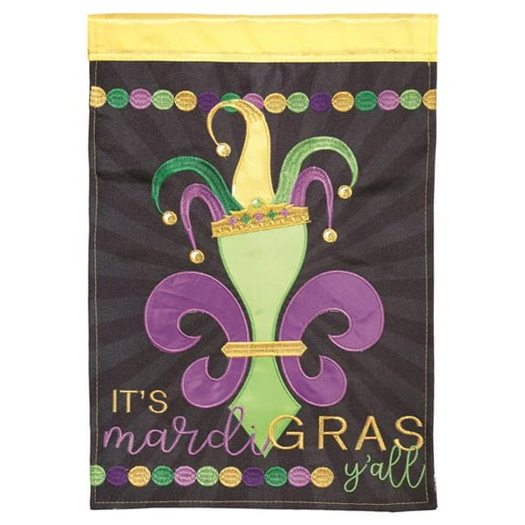 Magnolia Gardens M011385 13 x 18 in. Double Applique FLD Jester Hat Polyester & Print Garden Flag