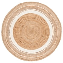 SAFAVIEH Natural Fiber Magdalena Striped Area Rug, Natural/Ivory, 4' x 4' Round