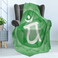 thumbnail image 4 of Green Mandala Soft Flannel Fleece Throw Blanket, with Star and Circle Motif Design, Cozy Plush for Indoor and Outdoor Use, 70" x 90", Pale Green and White, by Ambesonne, 4 of 5