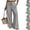 Gray, variant on Womens Striped Linen Wide Leg Pants Drawstring Waist Loose Palazzo Pants with Side Pockets Summer Beach Boho Trousers Khaki M