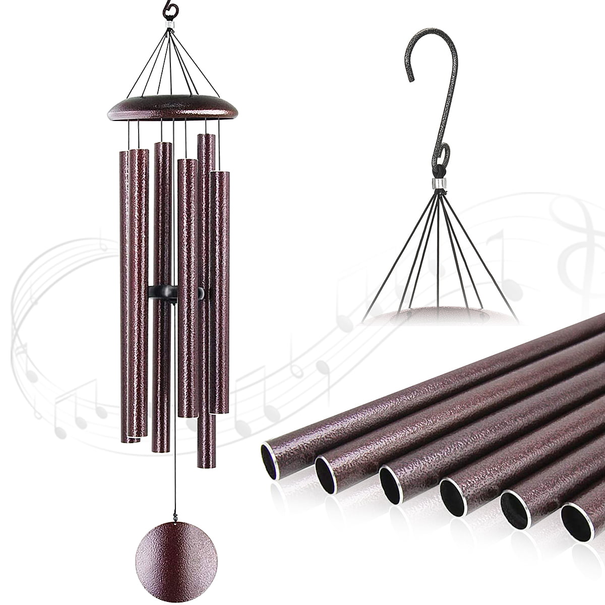 Hooshing Fish Wind Chimes Or Organ Shape Memorial Lucky Wind Chimes with Aluminum Tubes for Outside Garden Patio Yard Home Decor