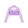 thumbnail image 4 of Alvivi Kids Girls Long Sleeve Dance Crop Top Shiny Metallic Athletic Tank T-Shirt, 4 of 7
