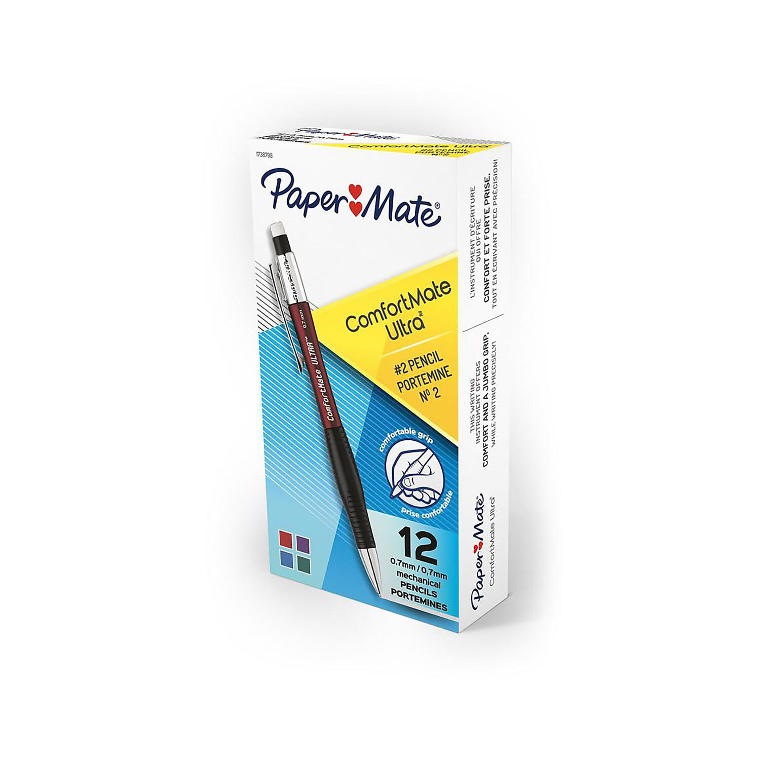 PAPER MATE 2 Pack ComfortMate Ultra .7mm Mechanical Pencils ~ Lead Set & Erasers 