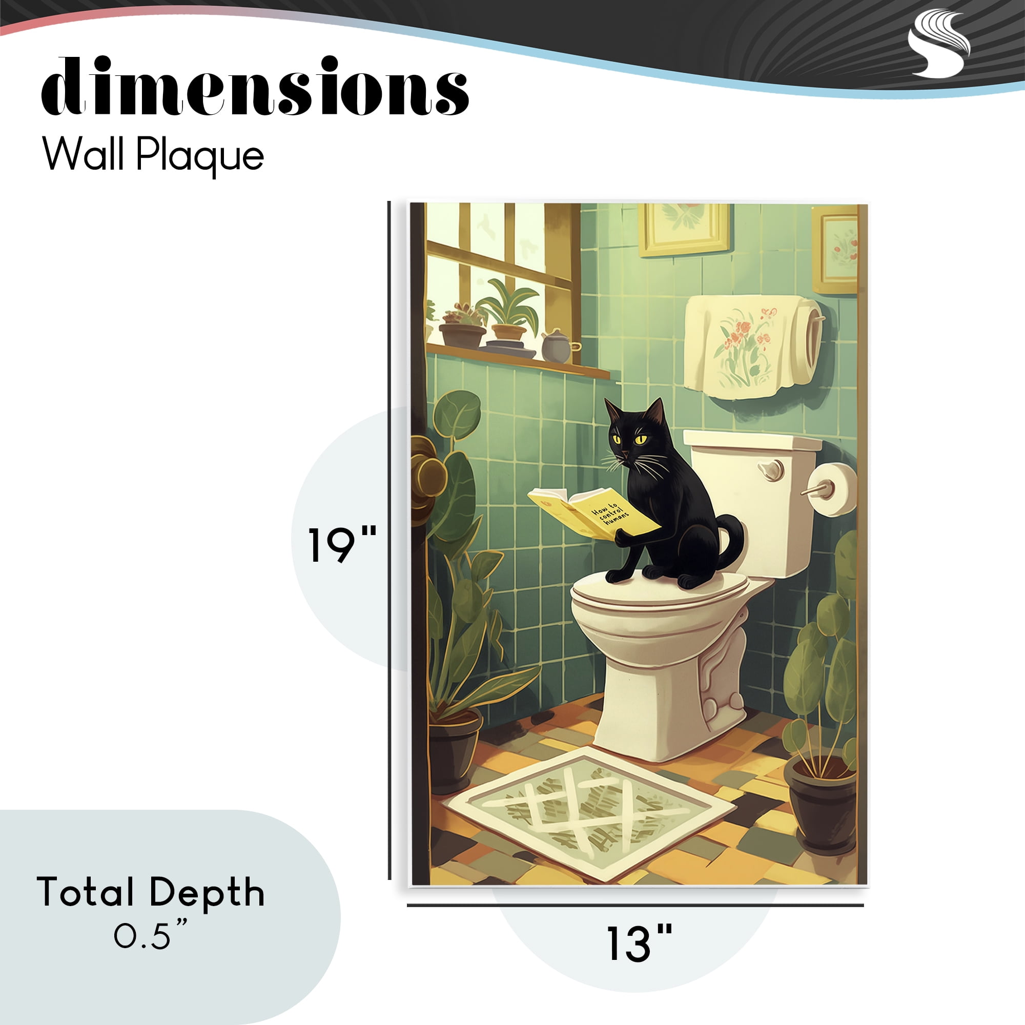Cat Reading On Toilet Wall Plaque Art, design by Andreas Magnusson